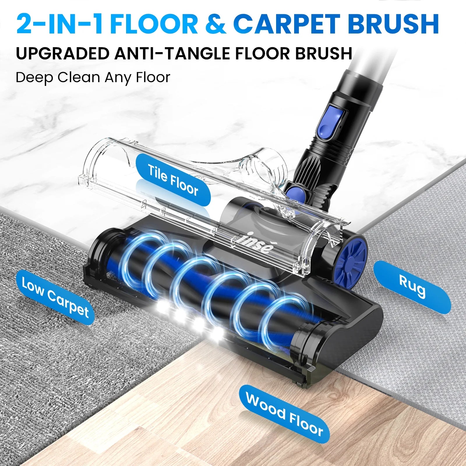 INSE Cordless Vacuum Cleaners, 6-in-1 Lightweight Stick Vacuum for Hardwood Floor Carpet Pet Hair, V770