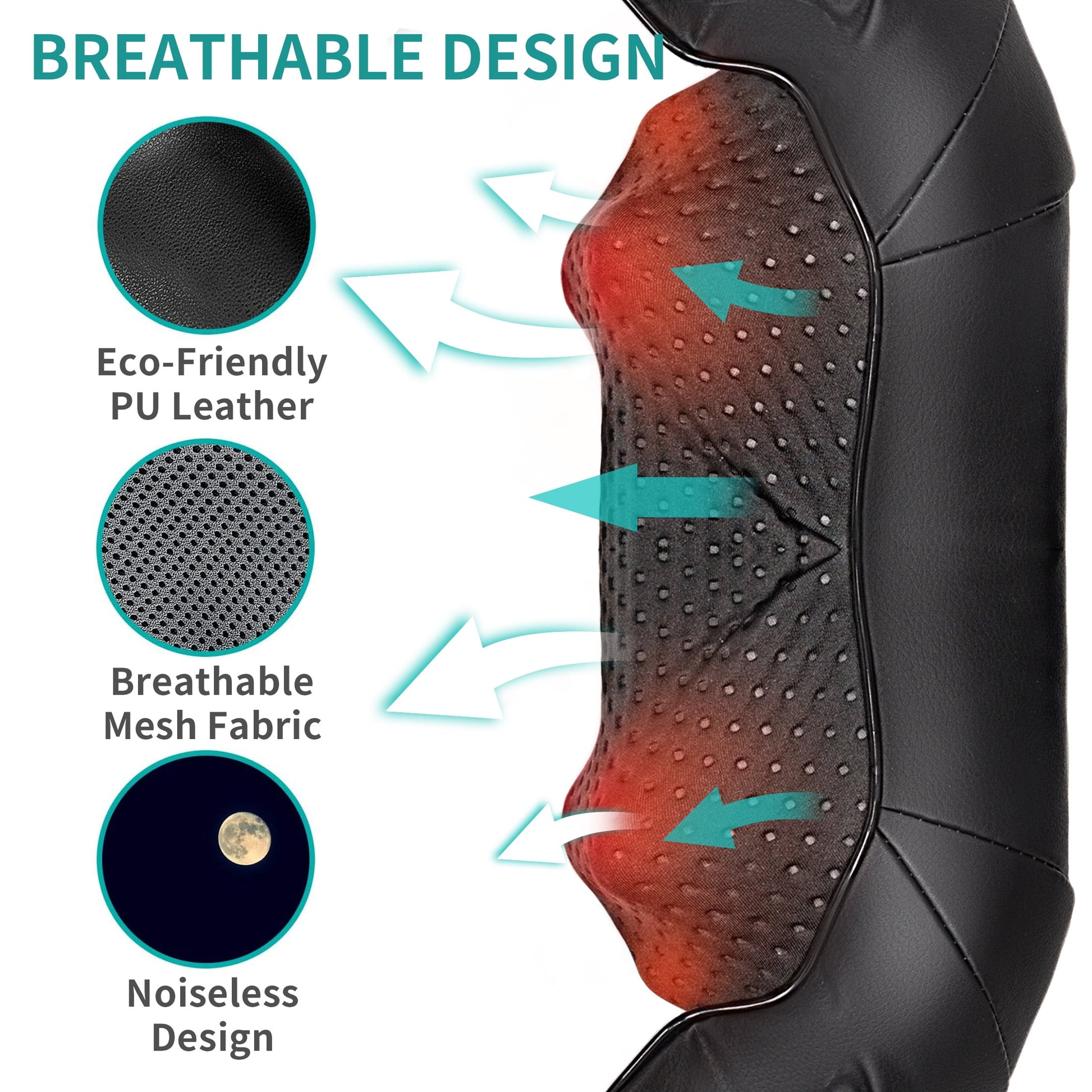 Nekteck Shiatsu Neck Massager with Heat, Electric Deep Tissue 3D Kneading Massage Pillow - Black