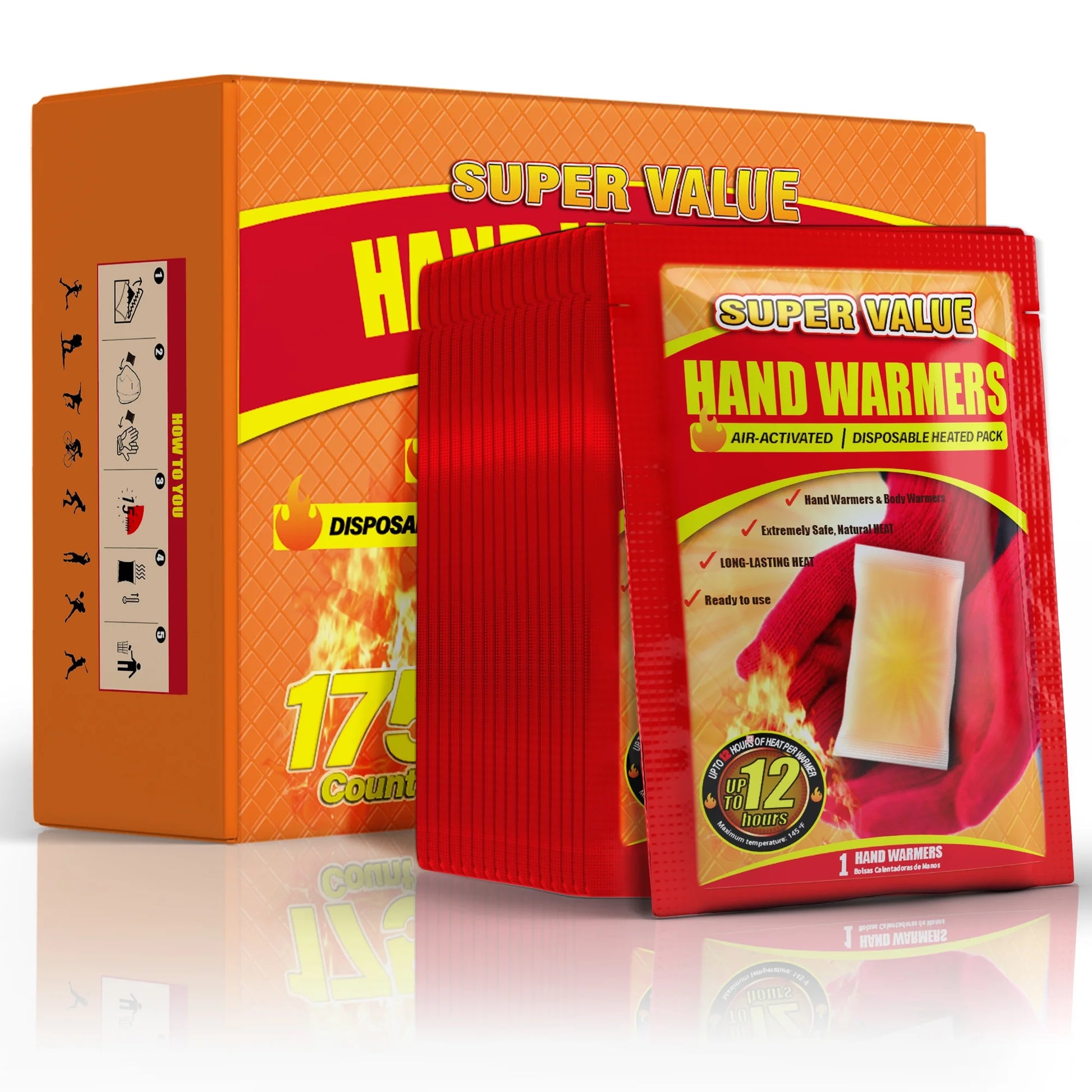 NFTIGB Hand Warmers Disposable 175 Pack, Long Lasting Safe Air Activated, up to 12 Hours of Heating