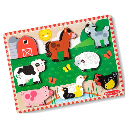 Melissa & Doug Farm Wooden Chunky Puzzle (8 Pcs) - FSC-Certified Materials