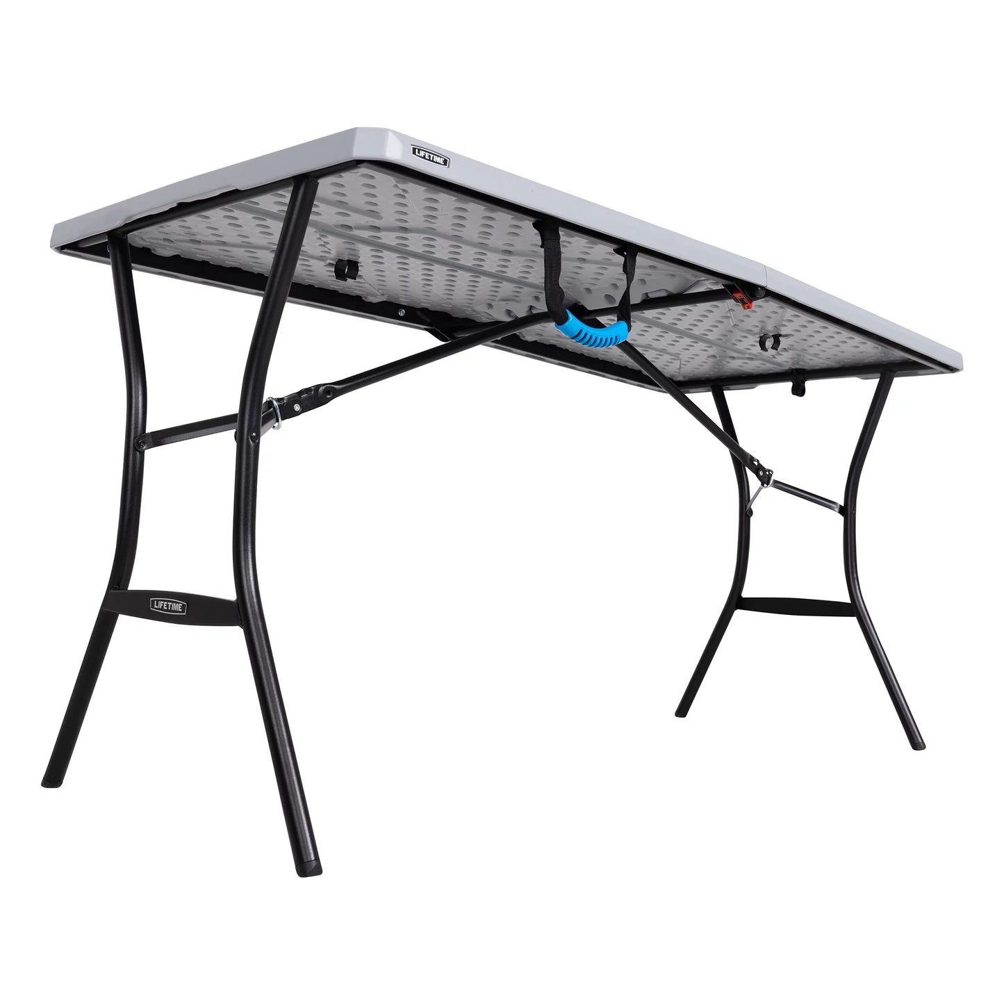 Lifetime 5 Foot Rectangle Fold-in-Half Table, Indoor/Outdoor Essential, Gray, 60.3" x 25.5" (80861)