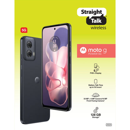 Straight Talk Moto G Power 5G 2024, 128GB, Black - Prepaid Smartphone [Locked to Straight Talk]