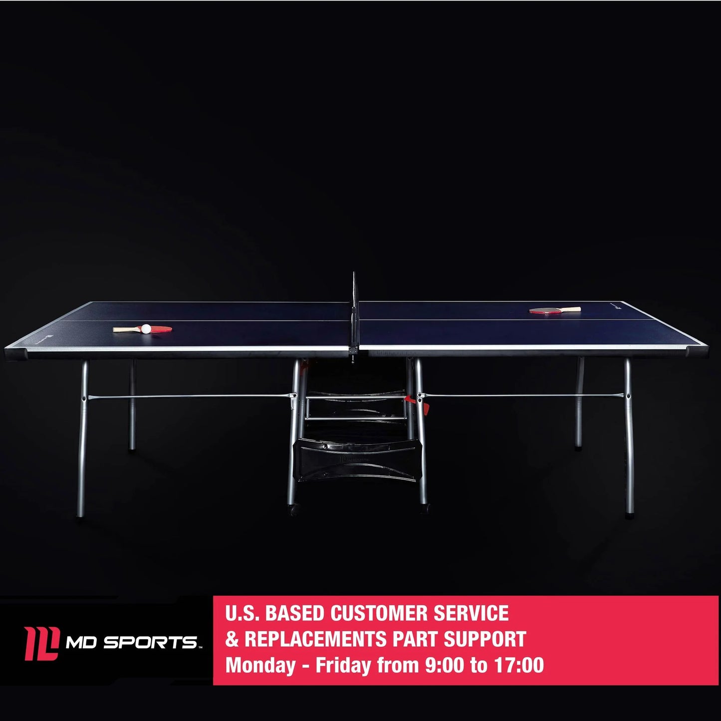 Official Size Table Tennis Table, 15mm, 4 Piece, Pong Table, Blue/White, by MD Sports