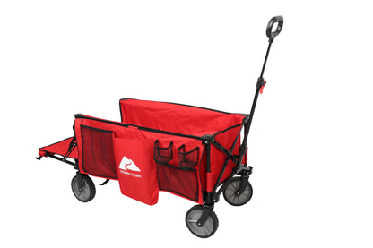 Ozark Trail Camping Utility Wagon with Tailgate & Extension Handle, Red, Polyester, 21.6" Height