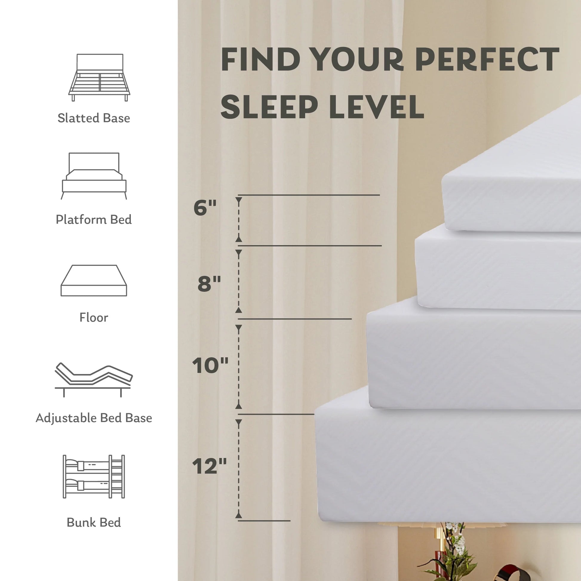 MLILY Ego White Twin Mattress in a Box, 6 inch Memory Foam Mattress