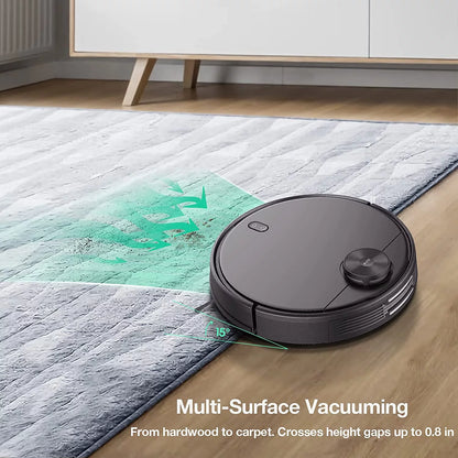 Wyze Robot Vacuum with LiDAR Room Mapping, 2,100Pa Strong Suction, Straight-line Movements, Virtual Walls, Ideal for Pet Hair, Hard Floors and Carpets, Wi-Fi Connected Robotic Vacuum & Self-Charging