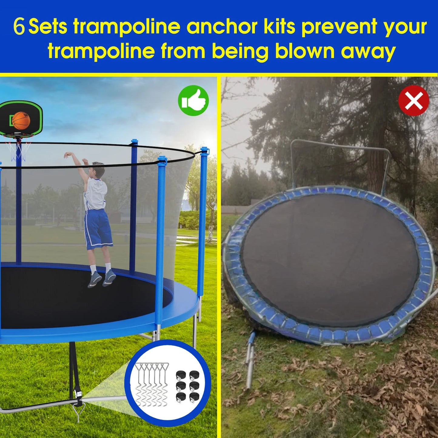 16FT Trampoline for 8-9 Kids Adults with Basketball Hoop, Enclosure, Light, Sprinkler, Socks, 2000LBS Outdoor Round Heavy Duty Recreational Backyard Trampoline