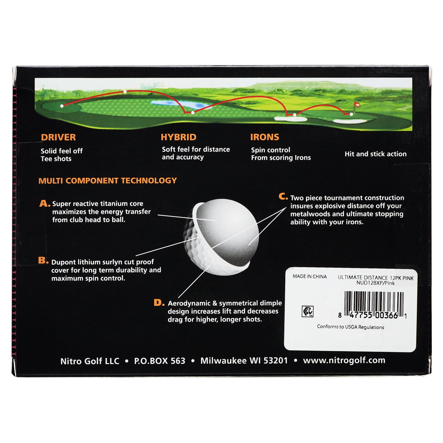 Nitro Golf Ultimate Distance Golf Balls, Pink, 12 Pack