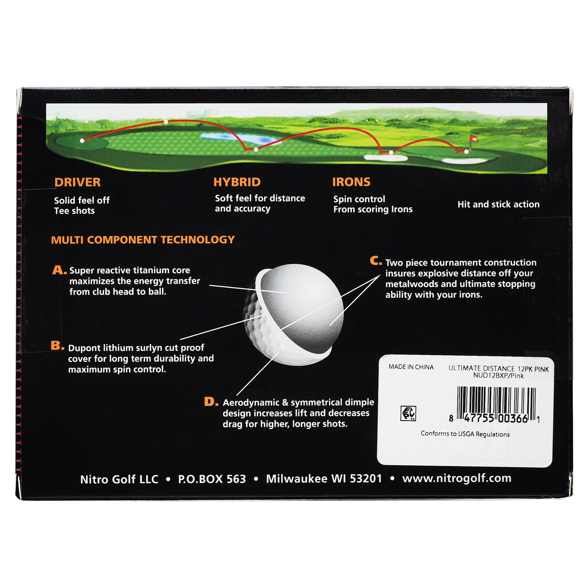 Nitro Golf Ultimate Distance Golf Balls, Pink, 12 Pack