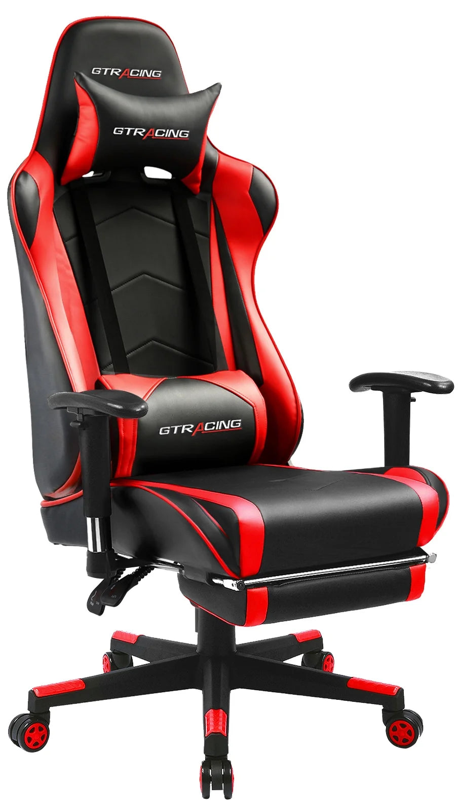 GTRACING Gaming Chair Office Chair PU Leather with Footrest & Adjustable Headrest for Adults and Kids, Red