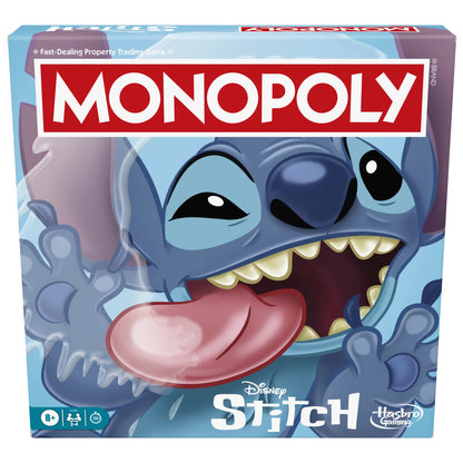 Monopoly Disney Stitch Edition Kids Board Game, Officially Licensed Disney Game, Christmas Gifts for Kids, Ages 8+