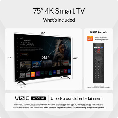 VIZIO 75” Class 4K Limited Edition UHD LED HDR Smart TV (New) V4K75S-0804