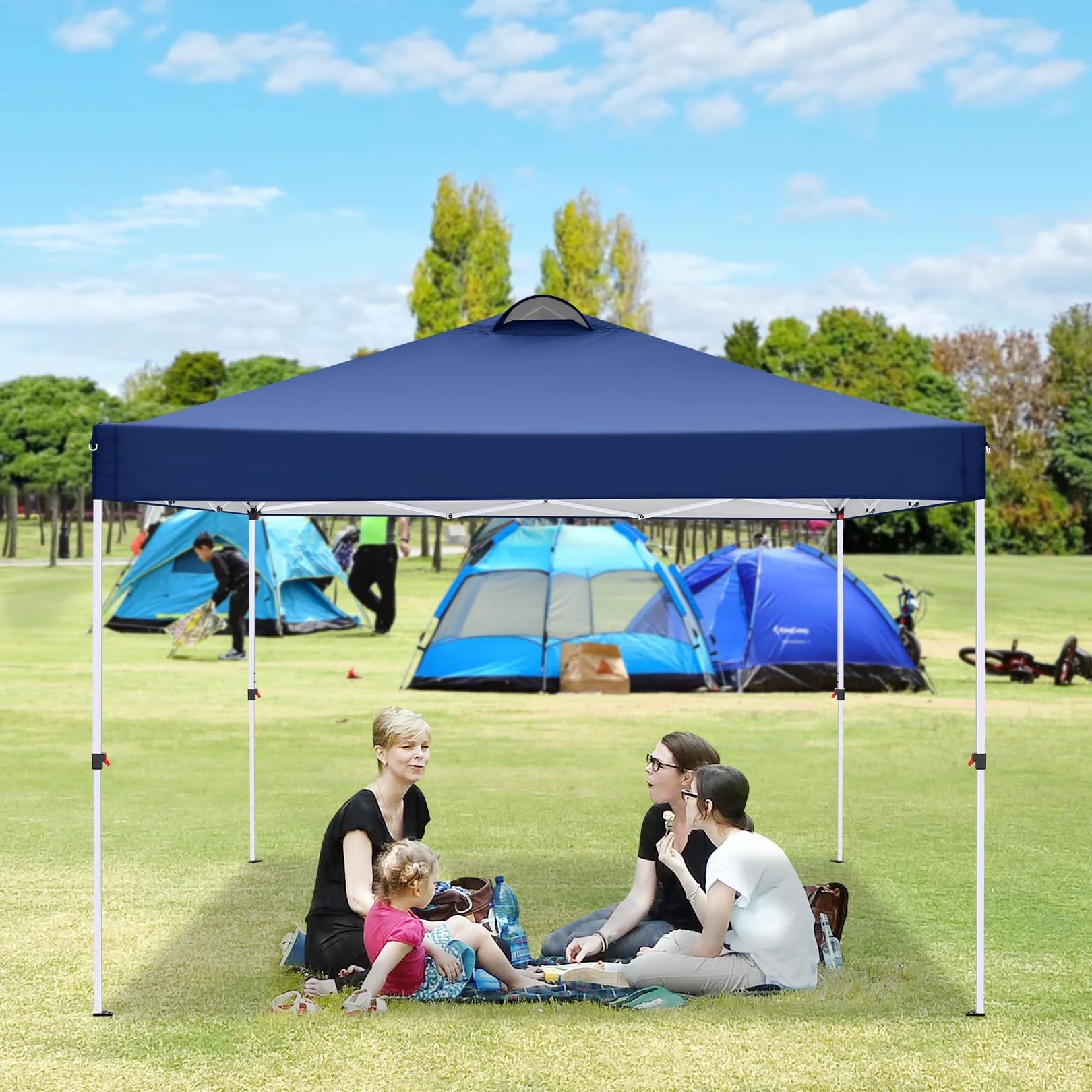 HOTEEL Canopy 10x10 Waterproof Pop up Canopy Tent with 4 Sidewalls Outdoor Event Shelter Tent for Parties Sun Shade Party Commercial Canopy with Air Vent & Carry Bag, Dark Blue