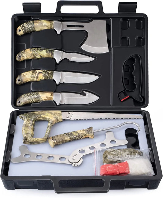 Hunting Knife Set, GVDV Field Dressing Gear Accessories Set for Hunting, Fishing, Camping, 14 Pieces