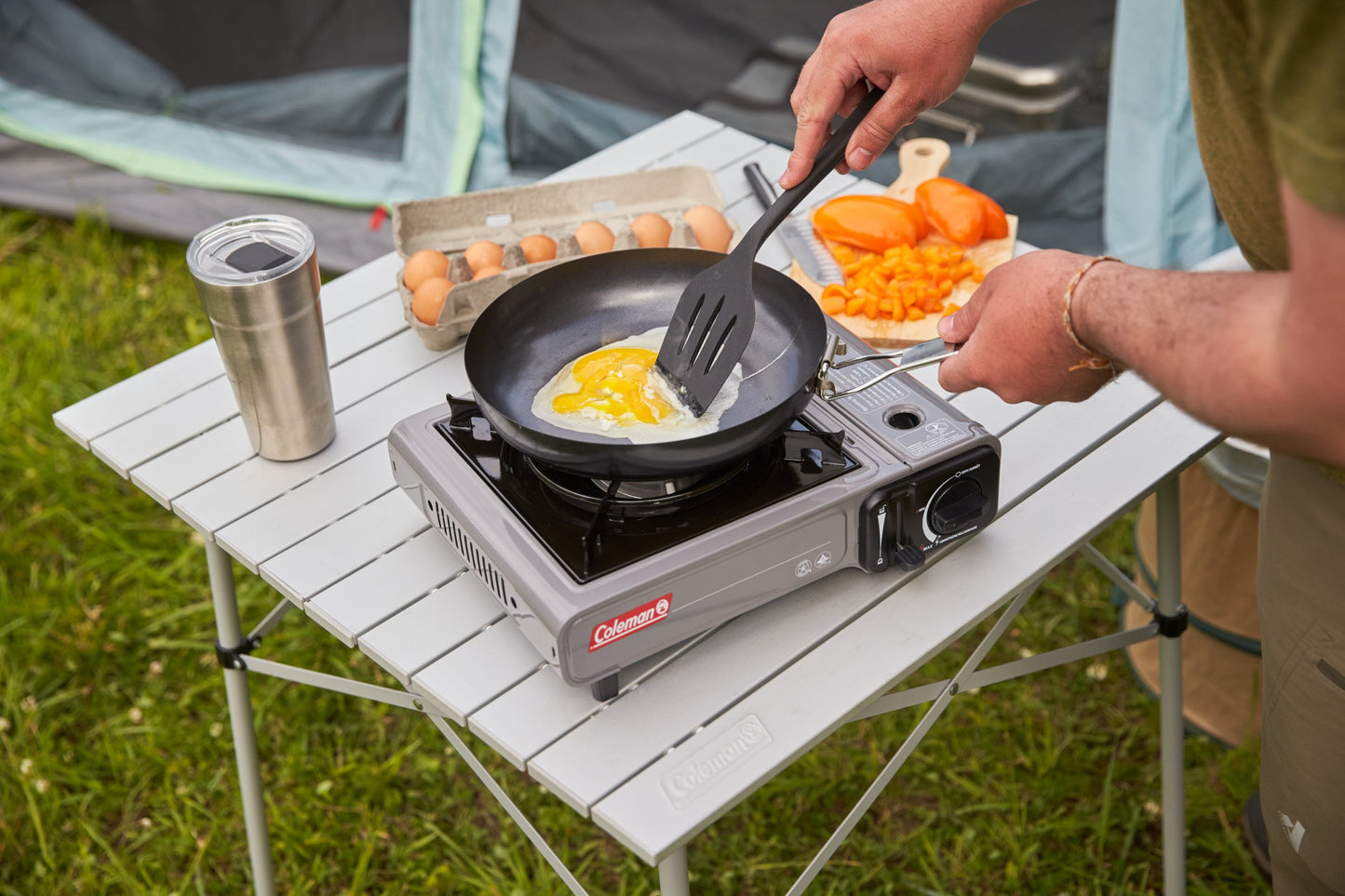 Coleman Tabletop Portable Butane Gas Camping Stove, 1 Burner, Gray