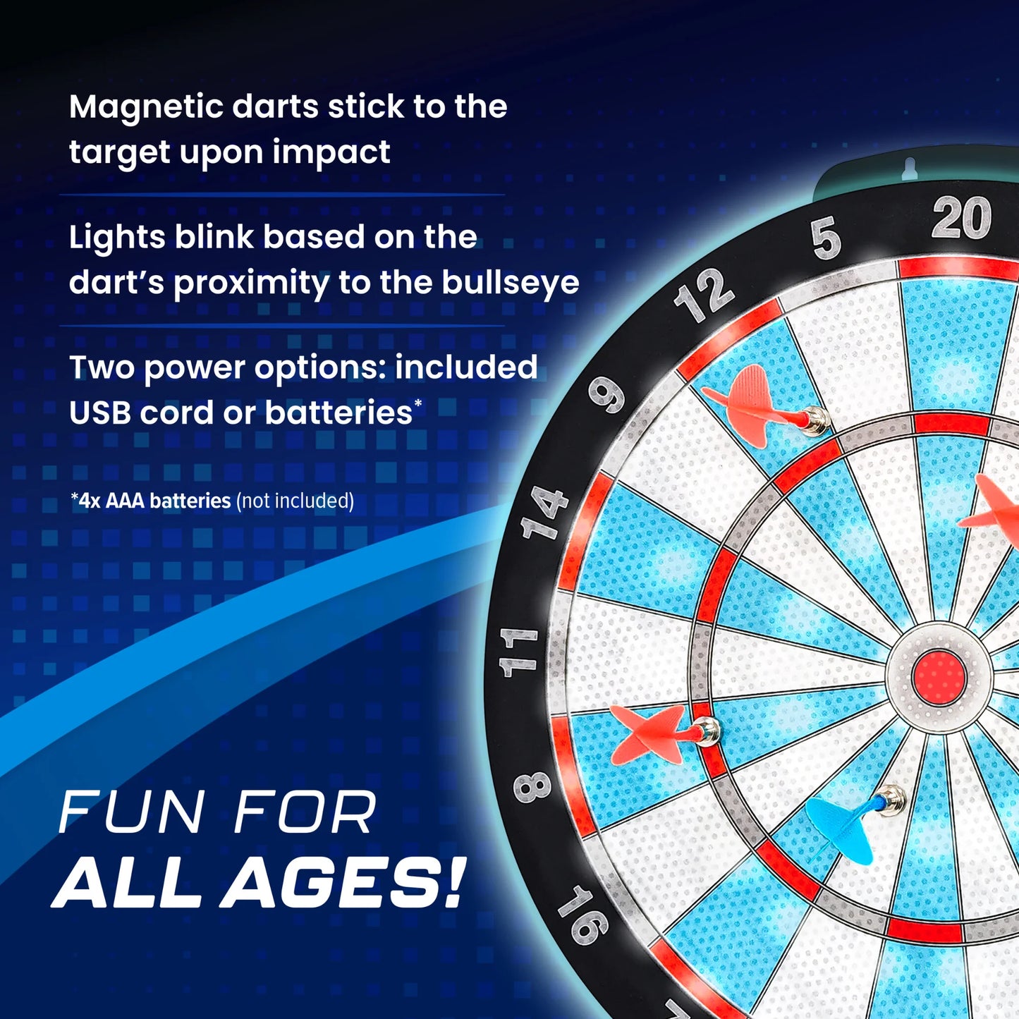 LED Magnetic Dartboard, Dart and Target Game, for All Ages, by MinnARK