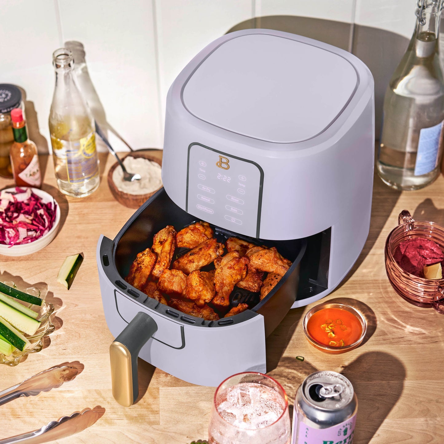 Beautiful 3 Qt Air Fryer with TurboCrisp Technology, Lavender by Drew Barrymore