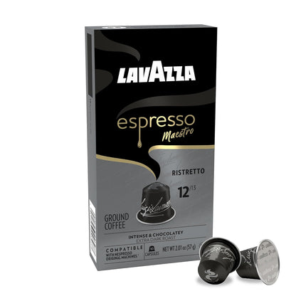 Lavazza Espresso Maestro Ristretto Aluminum Capsules Compatible with Nespresso* Original Machines, Dark Espresso Roast, Arabica and Robusta Blend (60 Capsules)