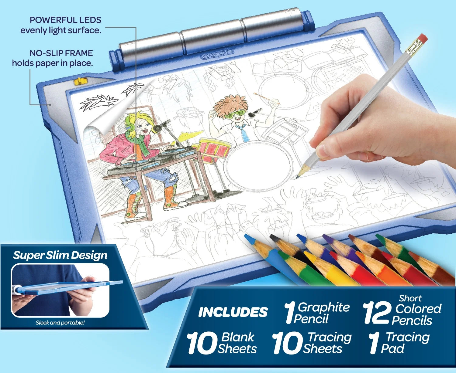 Crayola Light-Up Tracing Pad, Blue, Colored Pencils, Holiday Gift for Kids & Artists, Arts & Craft Supplies, Kids Toys