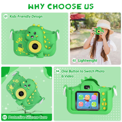 Contixo Kids Digital Camera - 1080p HD, Dual Lens Selfie, Games, Shockproof, 4x Zoom, Ages 3-8 - Green