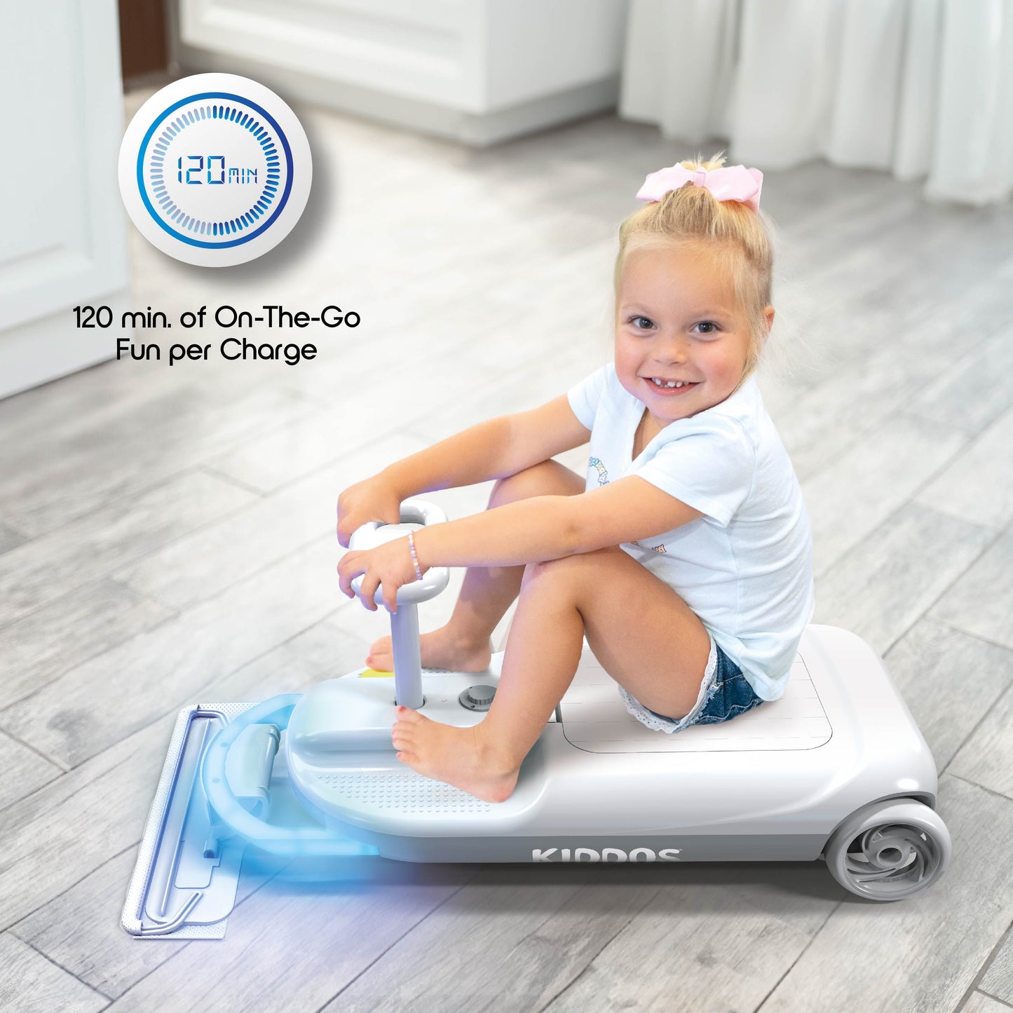 Tzumi Mop On-the-Go Kart 2 in 1 Electric Sweeper Floor Cleaner Cart for Kids Ages 3 and Up