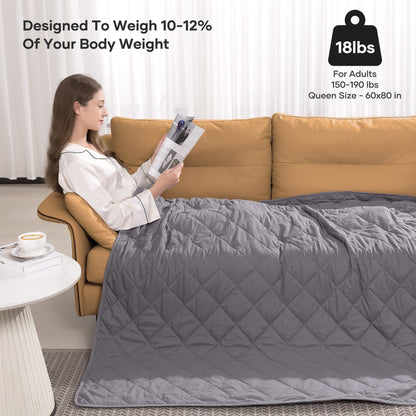 MARNUR Weighted Blanket 18 lbs Queen Size Heavy Breathable Cooling Blanket for Adults, 60" x 80", Gray