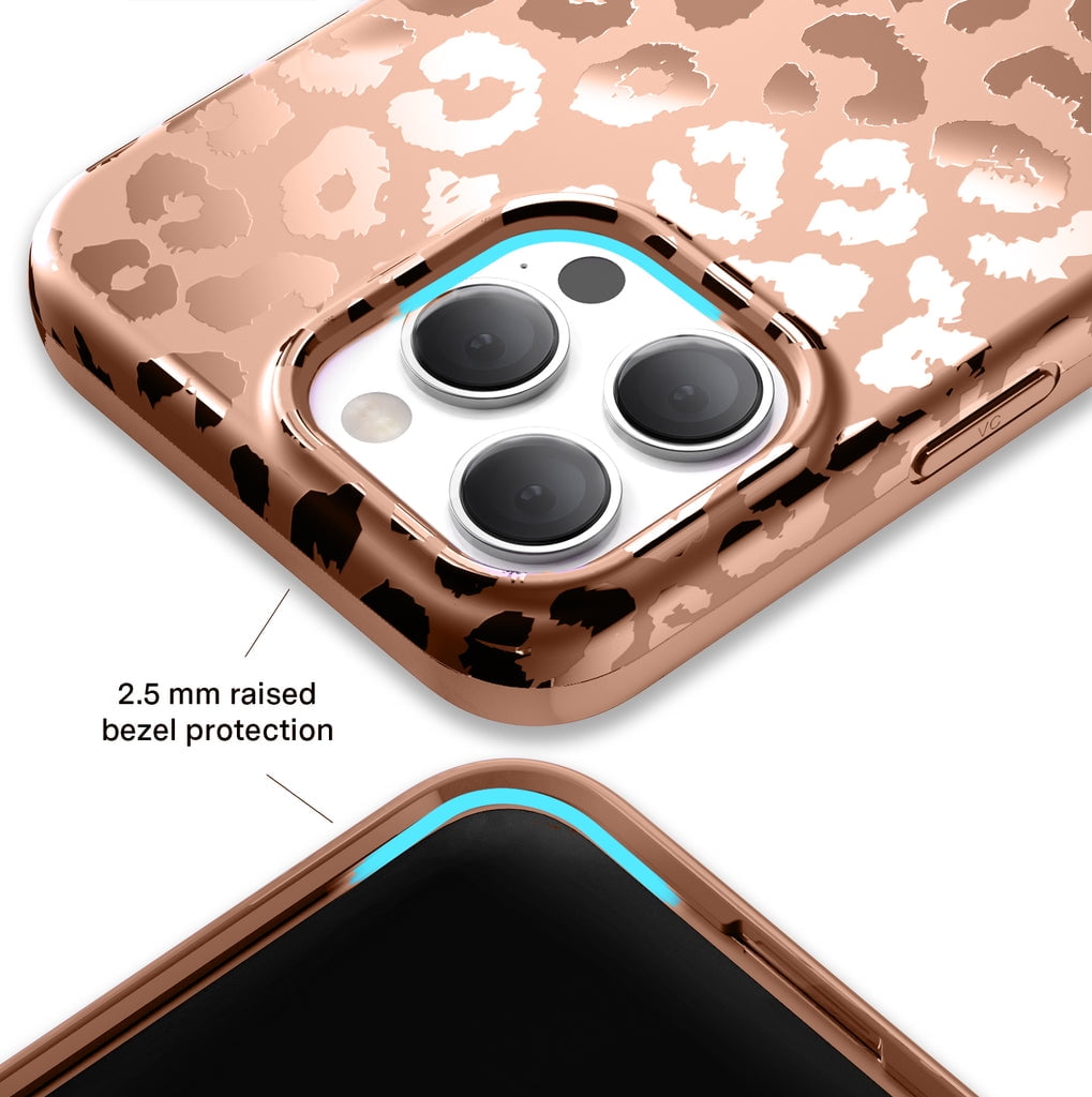 Velvet Caviar iPhone 15 Pro Max Case MagSafe Compatible - Cute Protective Phone Cases for Women - Bronze Chrome Leopard