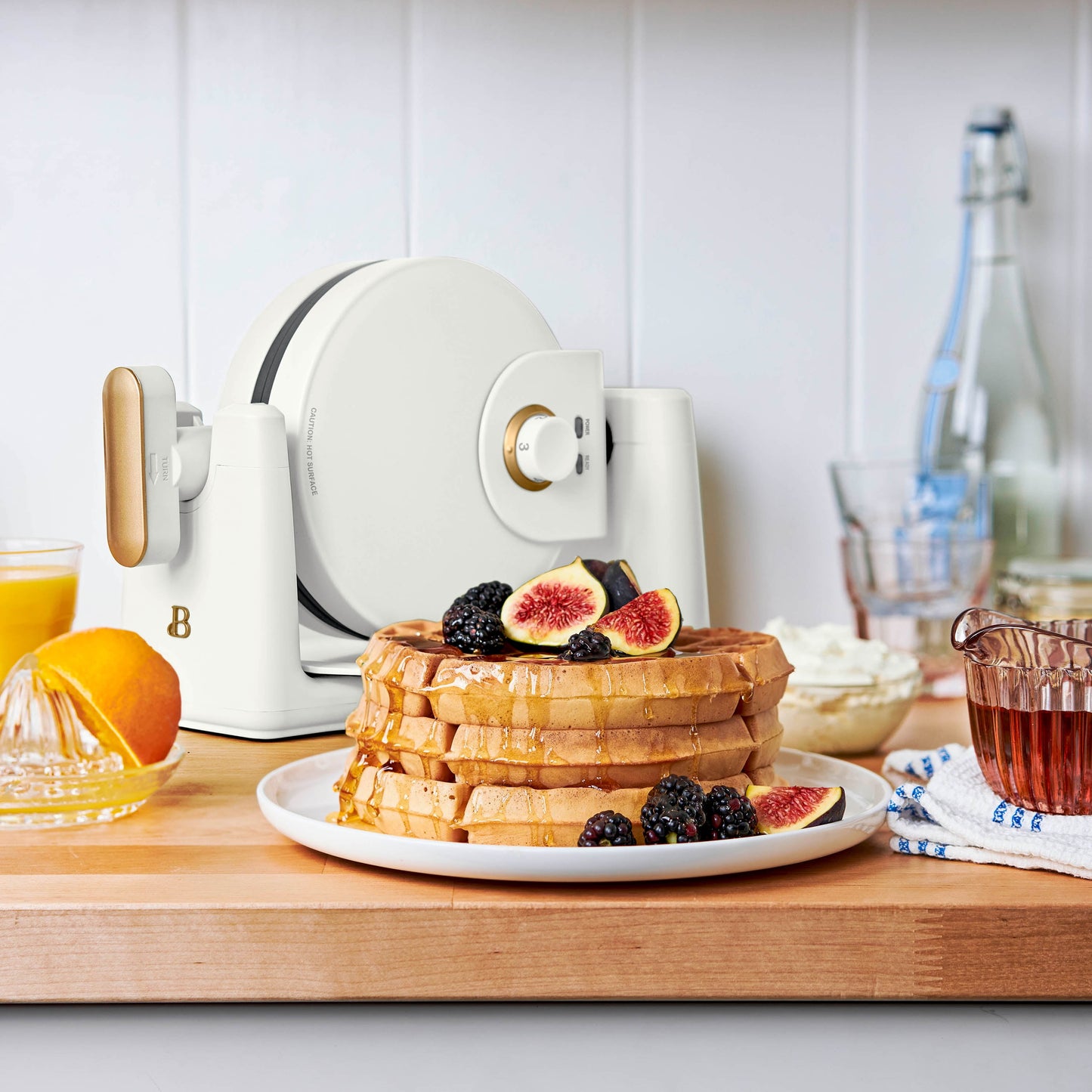 Beautiful Electric Griddle/Waffle Maker Breakfast Set, White Icing by Drew Barrymore