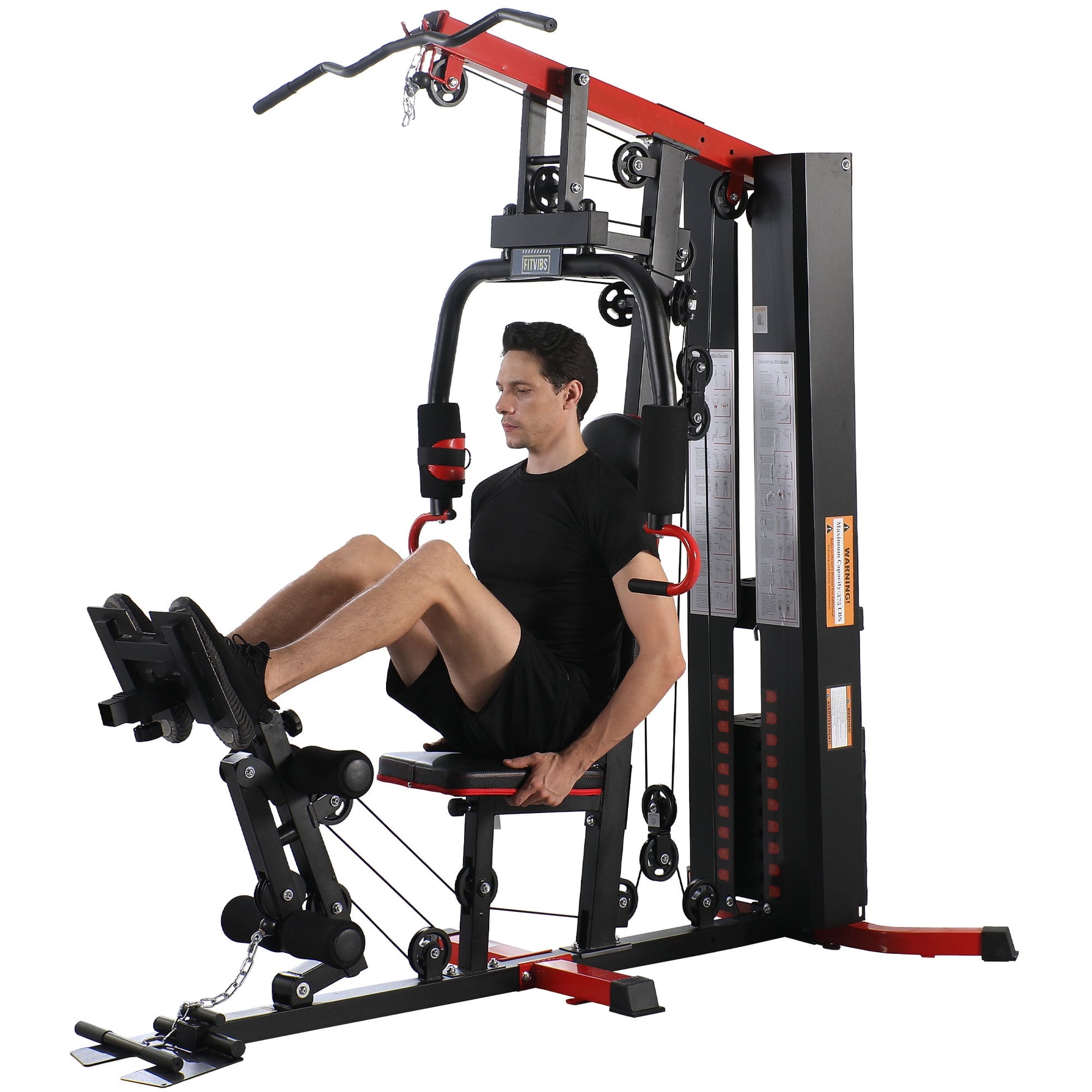 Fitvids LX770 Multifunctional Full Home Gym System Workout Station with 160 Lbs Weight Stack, One Station with Leg Training Pedal, Comes with Installation Instruction Video, Ships in 6 Boxes