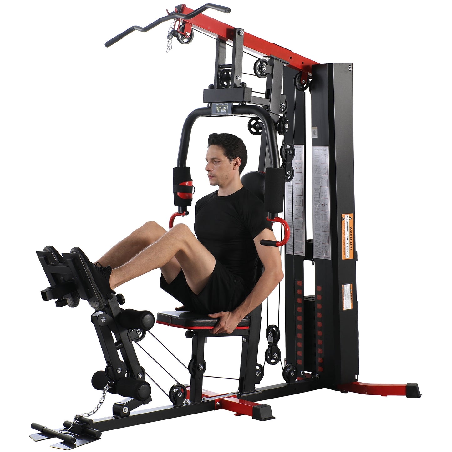 Fitvids LX760 Multifunctional Full Home Gym System Workout Station with 122.5 Lbs Weight Stack, One Station with Leg Training Pedal, Comes with Installation Instruction Video, Ships in 5 Boxes