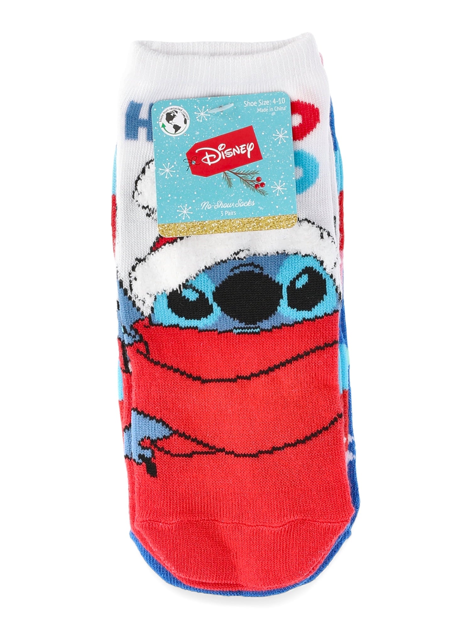 Disney Lilo & Stitch Women's Holiday No-Show Socks, 3-Pack, Size 4-10