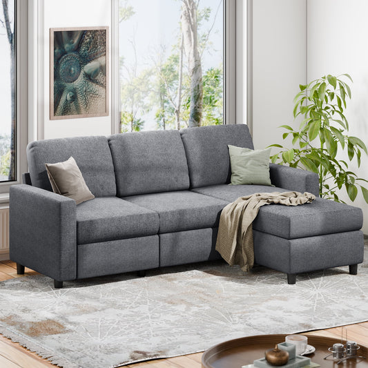 Walsunny Convertible Sectional Sofa Couch L-Shaped Couch with Modern Linen Fabric for Small Space(Dark Gray)