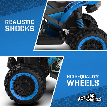 12 Volt Blue Phantom ATV Action Wheels Branded Battery Powered Rideon for Boys and Girls Ages 2 to 4 Years Old