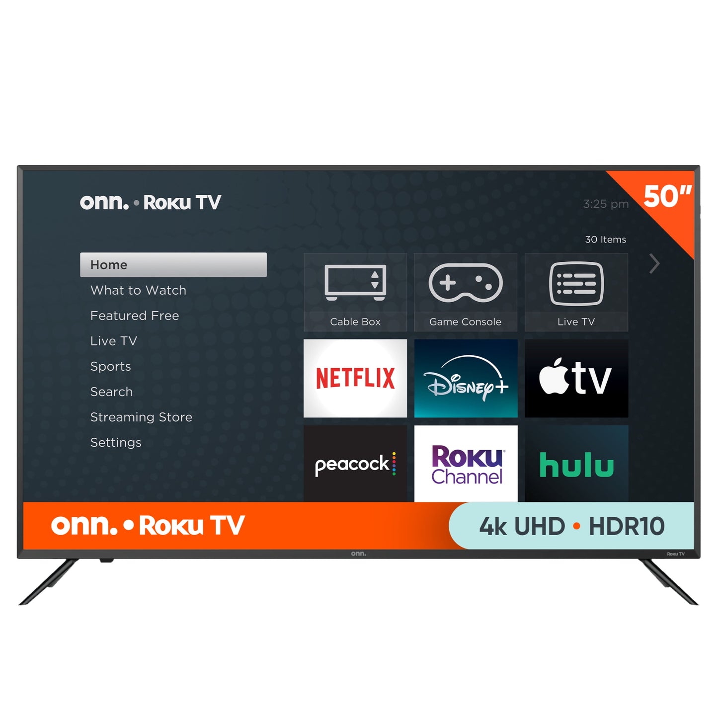 onn. 50” Class 4K UHD (2160P) LED Roku Smart Television HDR (100012585)