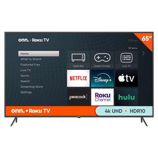 onn. 65” Class 4K UHD (2160P) LED Roku Smart Television HDR (100012587)